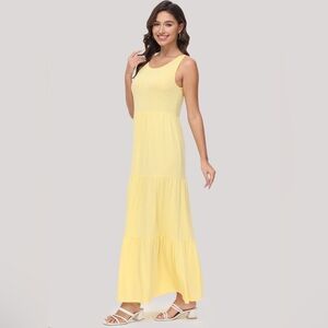 NWT 89th & Madison Yellow Tank Sleeveless Tiered Maxi Dress